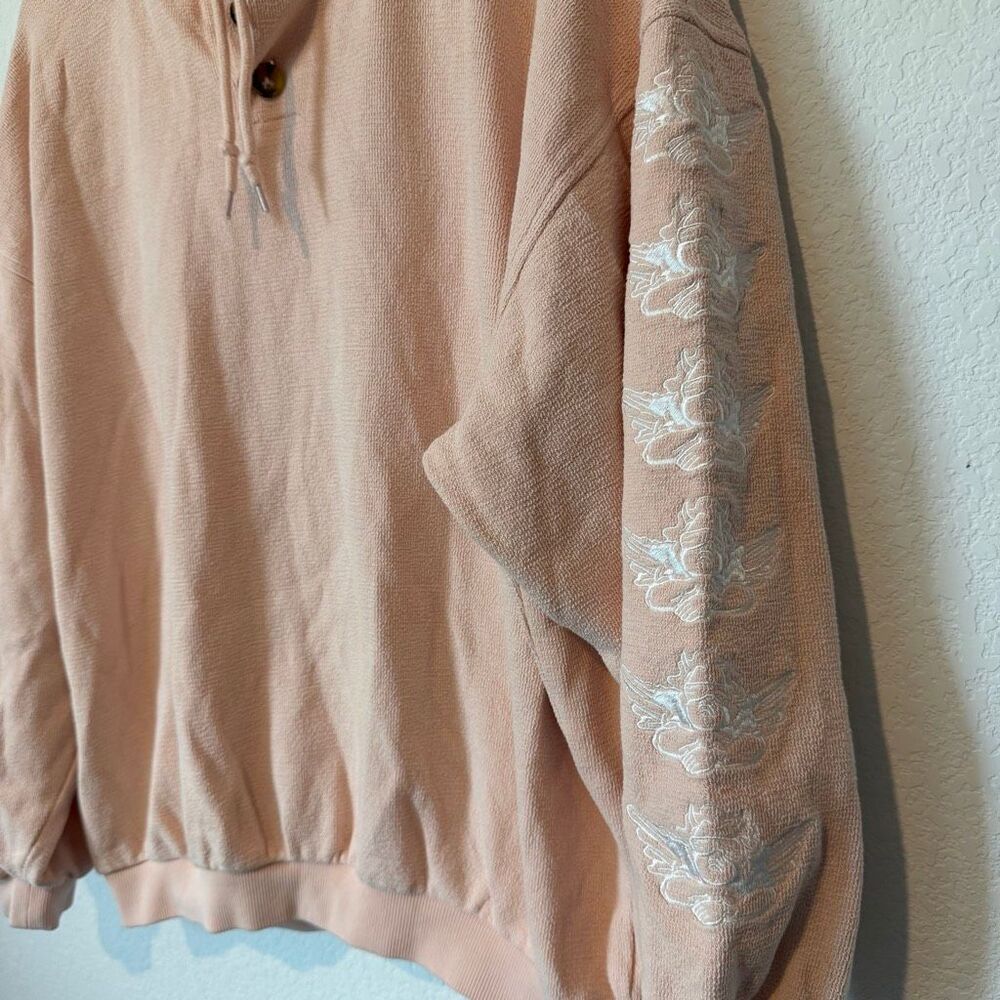 Boys Lie Beige Blue Graphic Adore You Henley Sweatshirt Women's Size S/M - Picture 3 of 6